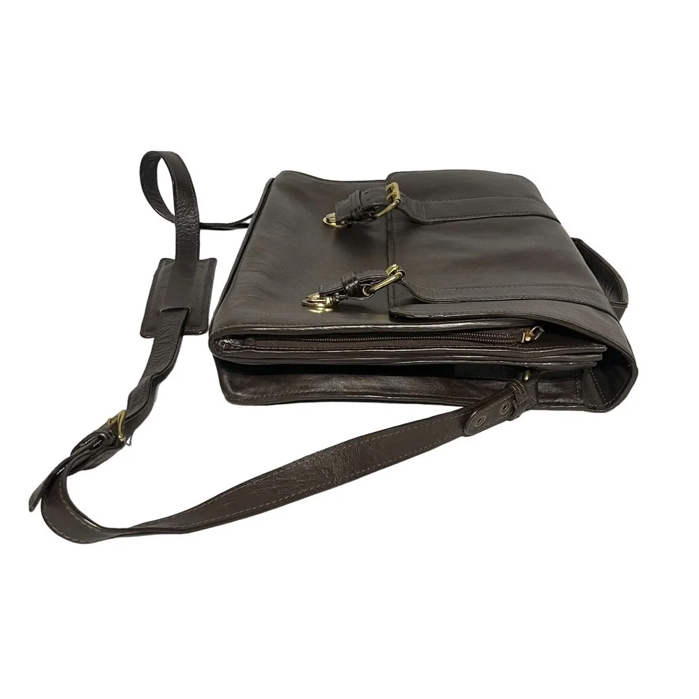 Hidesign Genuine Leather Messenger Briefcase Laptop Bag - Gorgeous Walnut Color